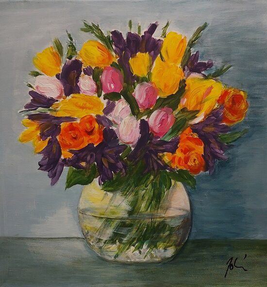 Eva Joklová: Barevná kytice ve váze