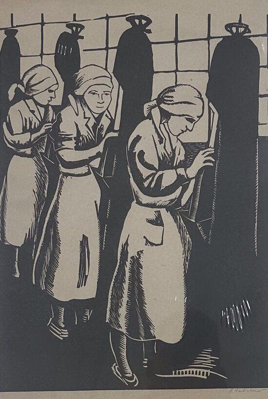 Helena Salichová: Album Prací k blahobytu, Zlín 1937: U výrobní linky