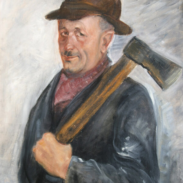 Muž se sekyrou, olej, 95×75 cm, 1951