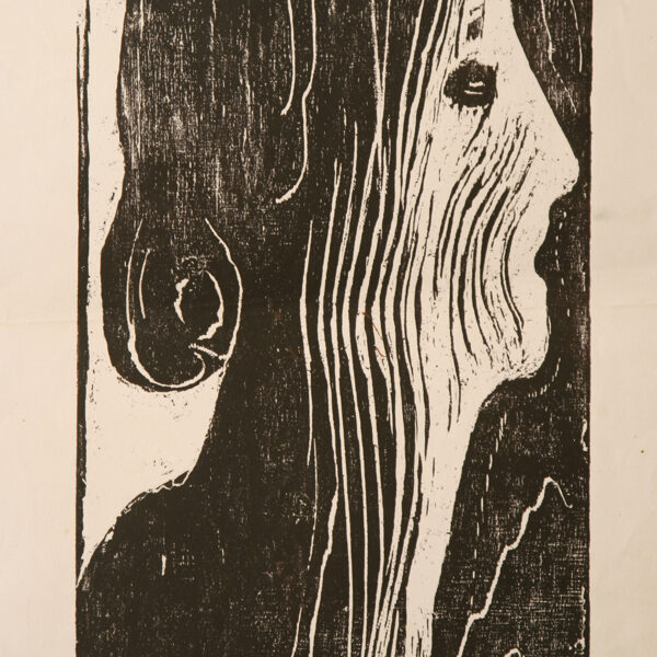 Dívka (Tvary skryté ve dřevě), dřevořez, 40,5×22,8 cm
