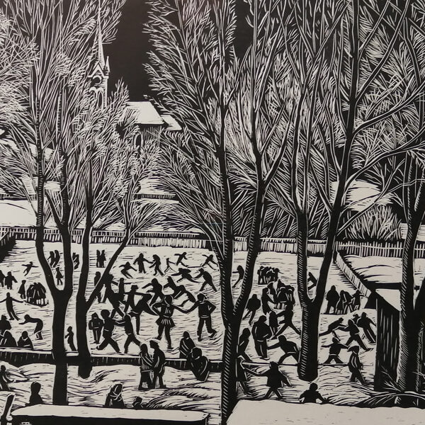 Polanka v zimě (Zima v Polance), linořez, 38,5×48 cm, 1964