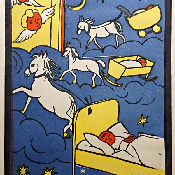 Pohádková země (Dětský svět), barevný linoryt, 26×20 cm, 1932