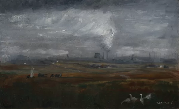 Průmyslová krajina, olej, 52×68 cm