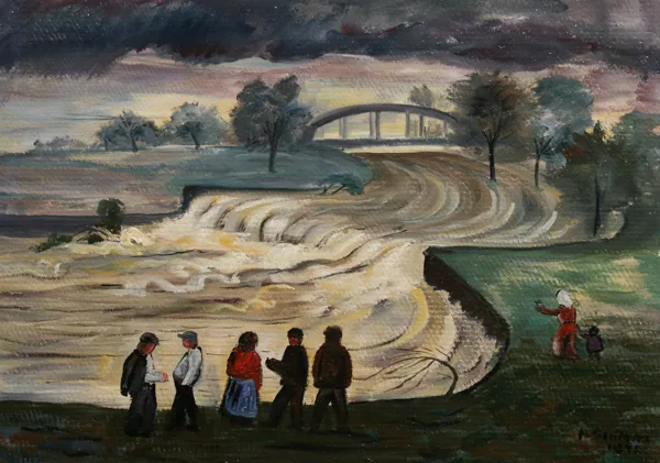 Rozvodněná Odra, olej, 50,5×73 cm, 1942