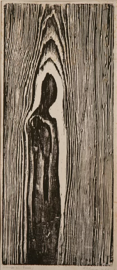 Silueta ženy (Tvary skryté ve dřevě), dřevořez, 40,7×17,3 cm, 1966