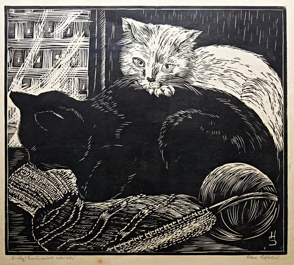 Siesta, linoryt, 27,5×31 cm, 1957