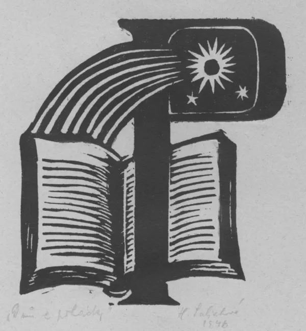 Pohádka Vánoční (Dům z pohádky), linoryt, 12,5×11 cm, 1945