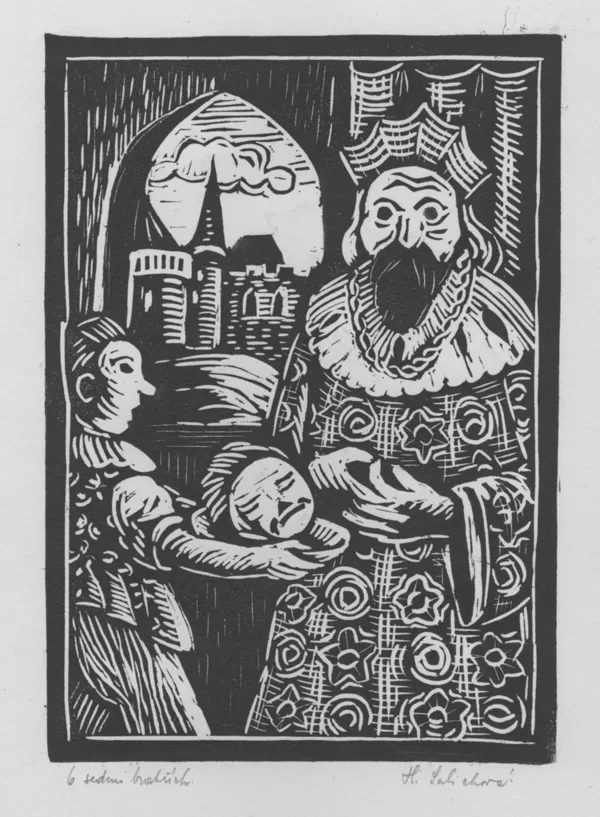 O sedmi bratrech, linoryt, 18,2×12,7 cm
